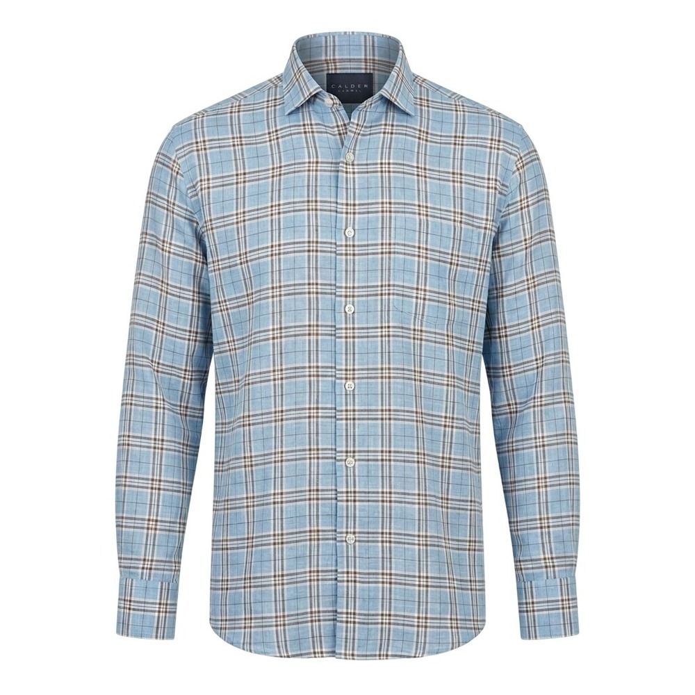 Calder Carmel Mens XL Blue Plaid Cotton Long Sleeve Button Down Shirt